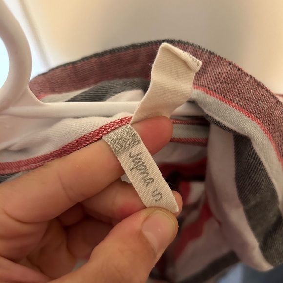 Striped linen cinch waist collared button down dress - Picture 6 of 6